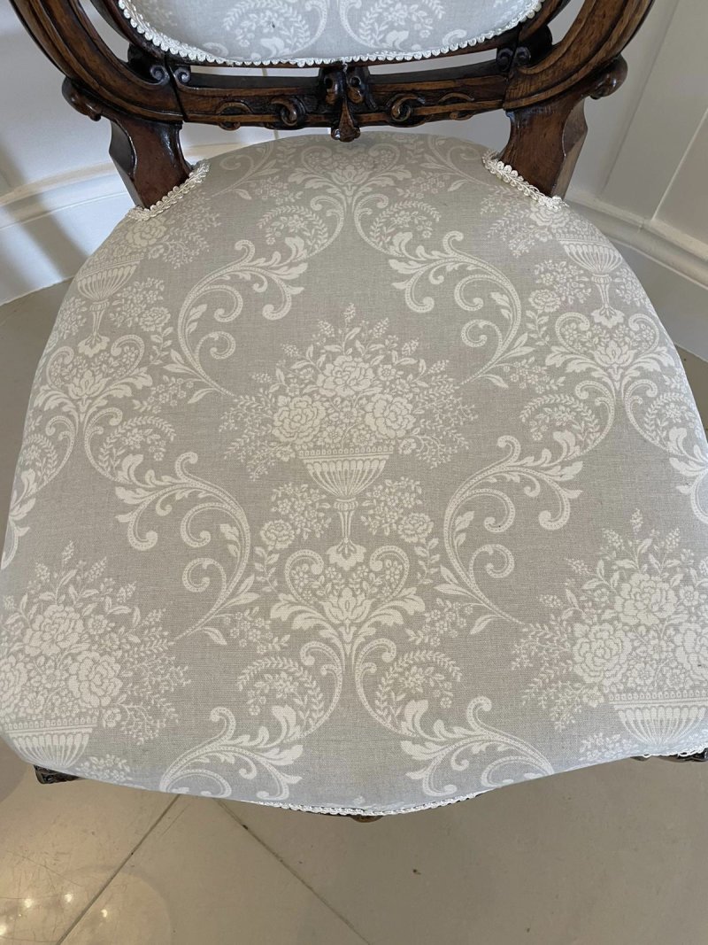 Quality Antique Victorian Walnut Carved Side Chair - Image 3